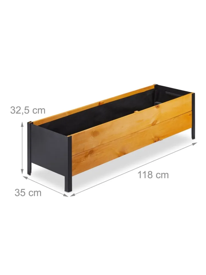 relaxdays Pflanzen & Zubehör<Hochbeet in Natur - (B)118 x (H)32,5 x (T)35 cm