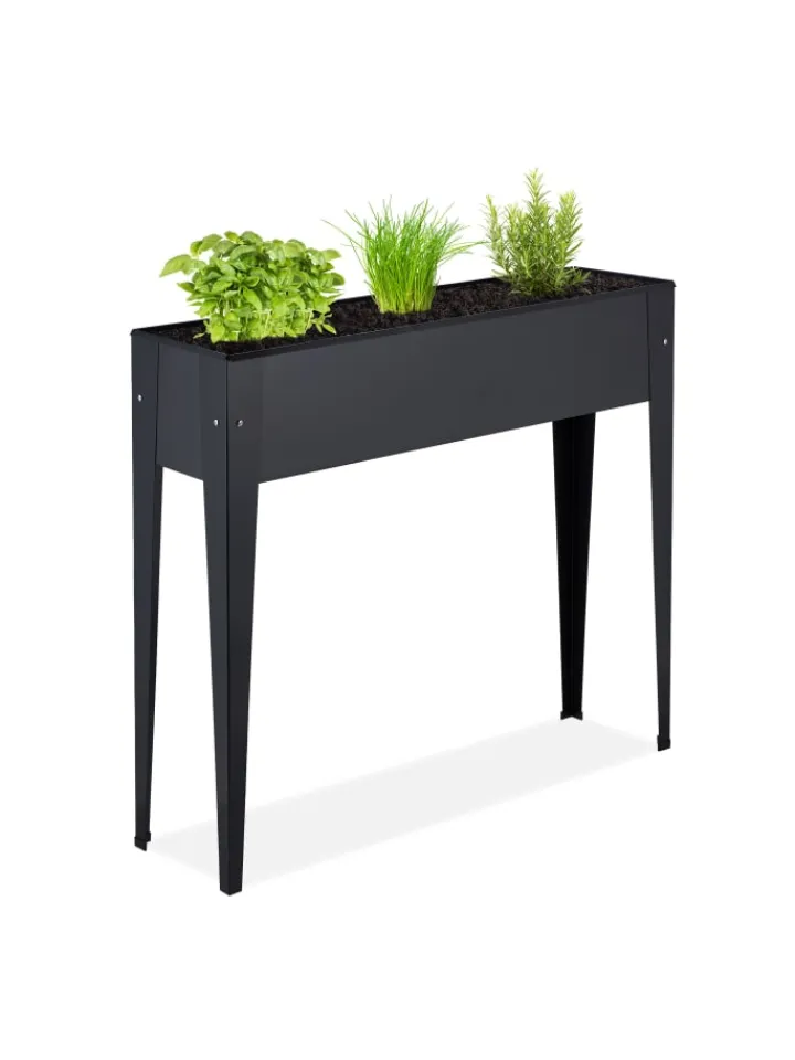 relaxdays Pflanzen & Zubehör<Hochbeet in Schwarz - (B)99 x (H)83 x (T)26 cm