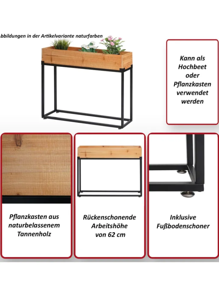 MCW Pflanzen & Zubehör<Hochbeet L32, Gestell schwarz, naturfarben