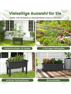 COSTWAY Pflanzen & Zubehör<Hochbeet mit Rankgitter 76x37x189cm in Schwarz