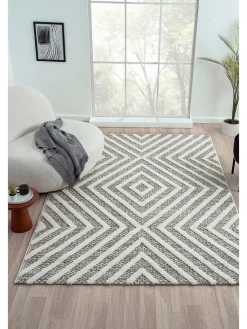 ABERTO DESIGN Teppiche & Fußmatten<Hochflor-Teppich "Sevilla" in Creme/ Hellgrau