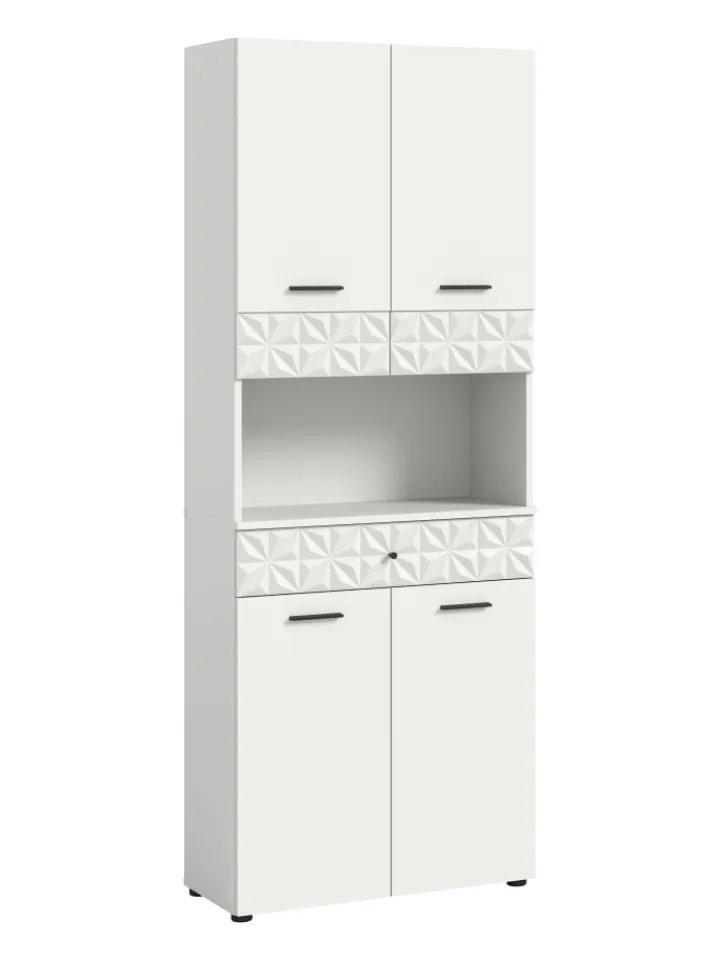 xonox.home Badezimmermöbel<Hochschrank breit in weiß Melamin/weiß Melamin - (B) 70 x (H) 187 x (T) 34