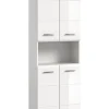 xonox.home Badmöbel|Badezimmermöbel<Hochschrank breit in Weiß/Weiß Hochglanz - (B) 60 x (H) 185 x (T) 30