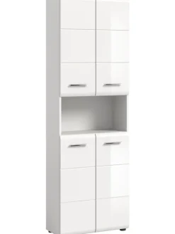 xonox.home Badmöbel|Badezimmermöbel<Hochschrank breit in Weiß/Weiß Hochglanz - (B) 60 x (H) 185 x (T) 30