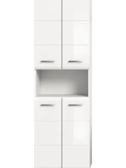 xonox.home Badmöbel|Badezimmermöbel<Hochschrank breit in Weiß/Weiß Hochglanz - (B) 60 x (H) 185 x (T) 30