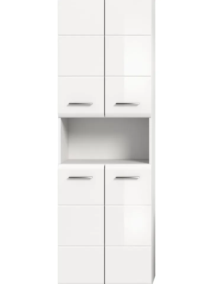 xonox.home Badmöbel|Badezimmermöbel<Hochschrank breit in Weiß/Weiß Hochglanz - (B) 60 x (H) 185 x (T) 30