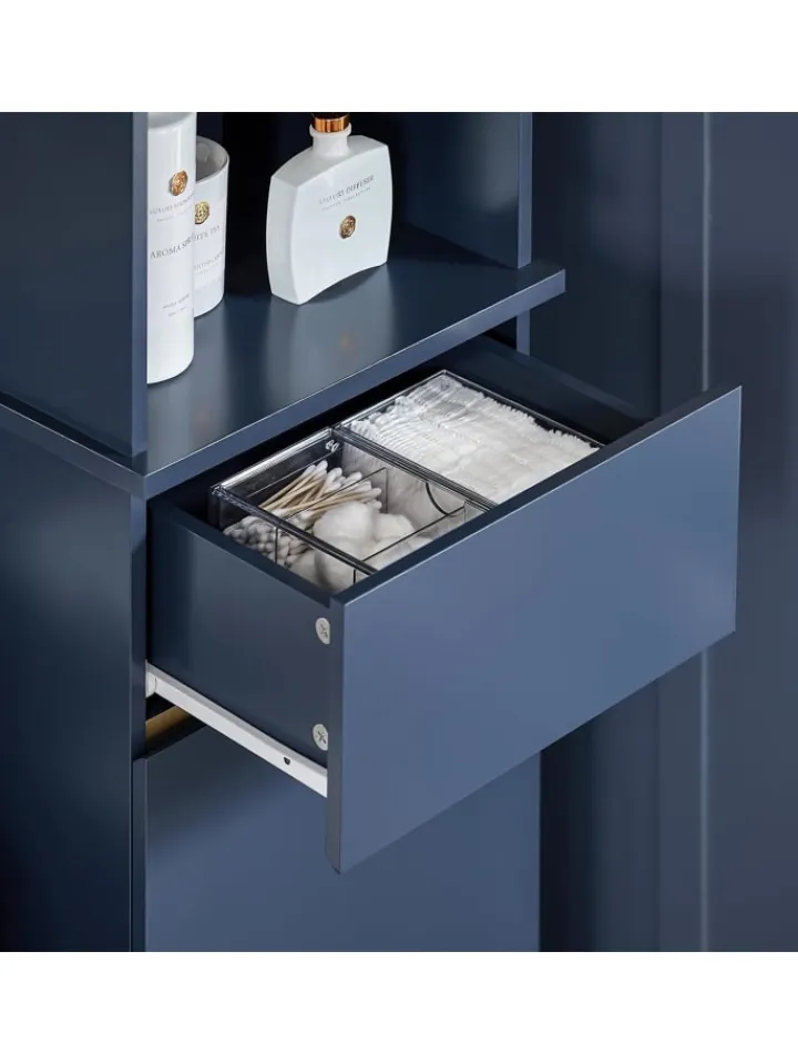 SoBuy Badmöbel<Hochschrank in Blau - (B)35 x (H)170 x (T)30cm