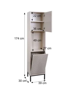 MCW Badmöbel|Badezimmermöbel<Hochschrank O42, Holzoptik natur