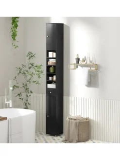 COSTWAY Badmöbel|Badezimmermöbel<Hochschrank schmal 180 cm in Schwarz
