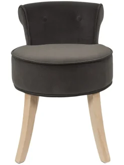 Rétro Chic Sitzmöbel<Hocker "Eleonor" in Anthrazit - (B)49 x (H)58 x (T)47 cm
