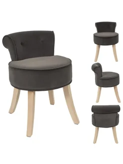 Rétro Chic Sitzmöbel<Hocker "Eleonor" in Anthrazit - (B)49 x (H)58 x (T)47 cm