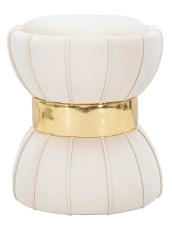 Mauro Ferretti Sitzmöbel<Hocker "Flower" in Weiß/ Gold - (H)44 x Ø 40 cm