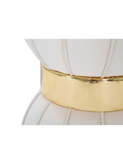 Mauro Ferretti Sitzmöbel<Hocker "Flower" in Weiß/ Gold - (H)44 x Ø 40 cm