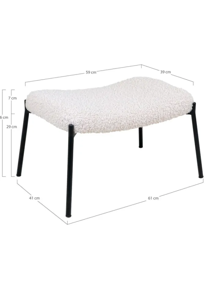 ebuy24 Lammfelle & Co<Hocker Glasgow Weiß 61 x 41 cm