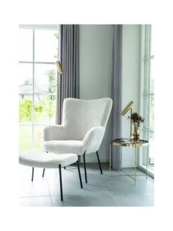 ebuy24 Lammfelle & Co<Hocker Glasgow Weiß 61 x 41 cm