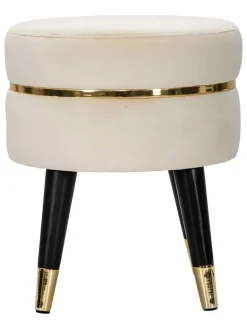 Mauro Ferretti Sitzmöbel<Hocker "Paris" in Schwarz/ Creme - (H)40,5 x Ø 35 cm