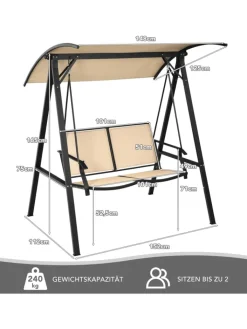 COSTWAY Gartenmöbel<Hollywoodschaukel 2-Sitzer in Beige
