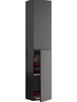 VCM Badezimmermöbel<Holz Badmöbel Bad Hochschrank Badschrank Lendas in Anthrazit