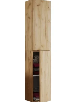 VCM Badmöbel<Holz Badmöbel Bad Hochschrank Badschrank Lendas in Honig-Eiche