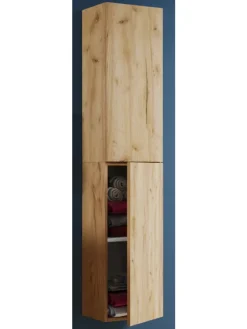 VCM Badmöbel<Holz Badmöbel Bad Hochschrank Badschrank Lendas in Honig-Eiche