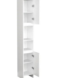 VCM Badezimmermöbel<Holz Badmöbel Badschrank Hochschrank Malira in Weiß