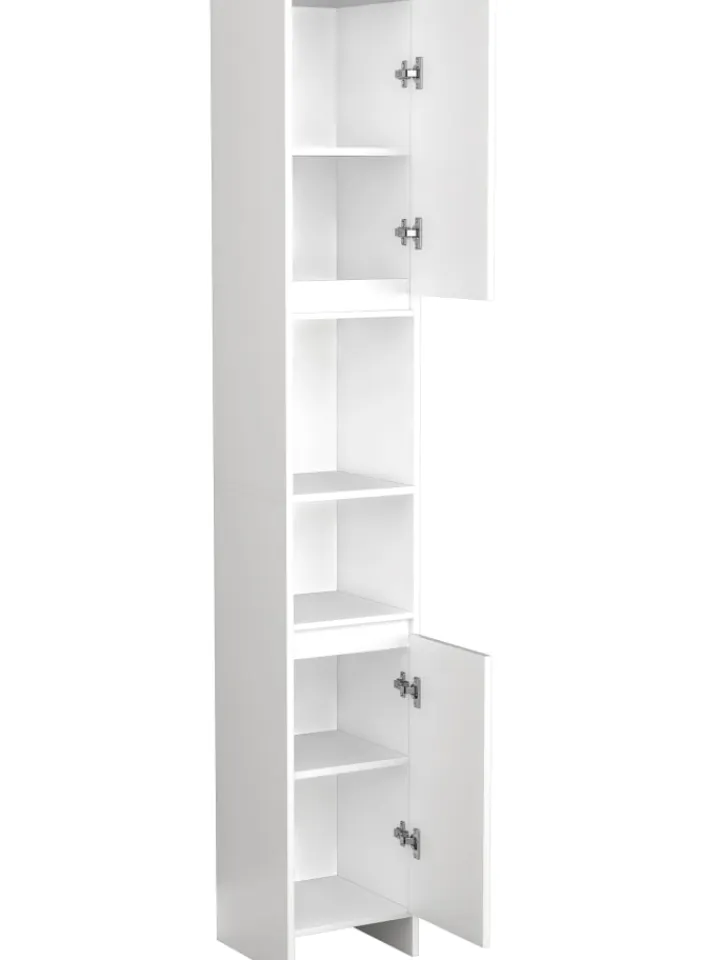 VCM Badezimmermöbel<Holz Badmöbel Badschrank Hochschrank Malira in Weiß