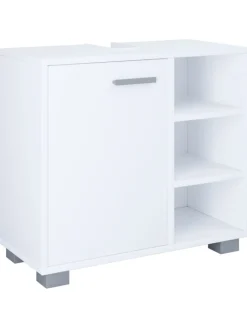 VCM Badmöbel<Holz Badmöbel Badunterschrank Waschbecken Zalo L in Weiß
