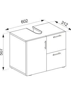 VCM Badmöbel<Holz Badmöbel Badunterschrank Flandu Schublade in Weiß / Schwarz