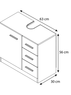 VCM Badezimmermöbel<Holz Badmöbel Badunterschrank Zalo XL Schublade in Weiß / Schwarz