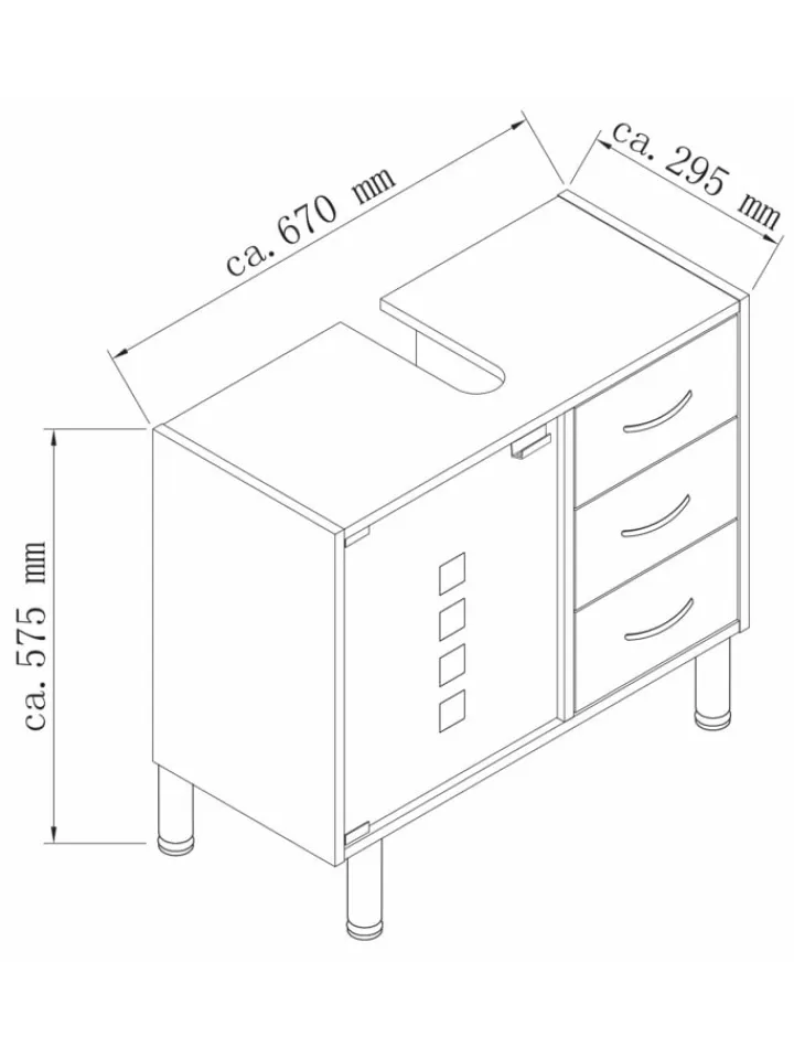 VCM Badezimmermöbel|Badmöbel<Holz Badmöbel Badunterschrank Darola Schublade in Weiß