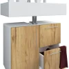 VCM Badezimmermöbel<Holz Badmöbel Badunterschrank Flandu Schublade in Weiß / Honig-Eiche