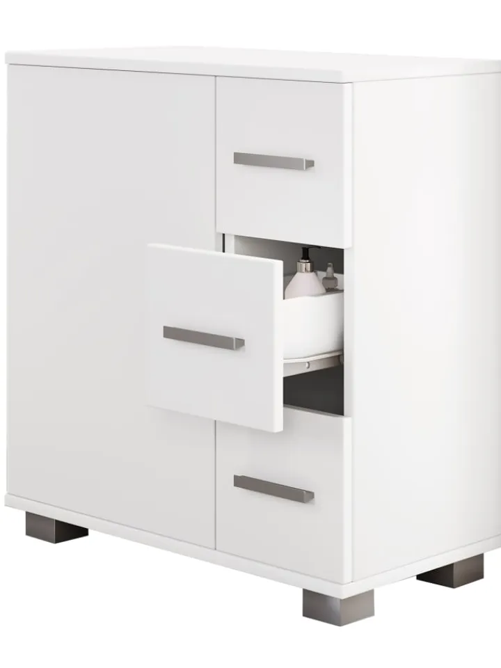 VCM Badezimmermöbel<Holz Badmöbel Midischrank Bad Schublade Zalo in Weiß