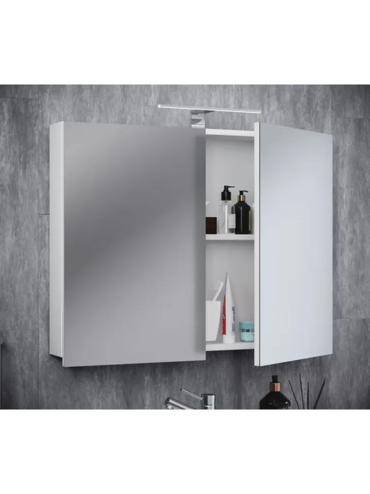 VCM Badezimmermöbel<Holz Badmöbel Spiegelschrank Spiegel Badinos 60 cm in Weiß