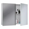 VCM Badezimmermöbel<Holz Badmöbel Spiegelschrank Spiegel Badinos 80 cm in Weiß