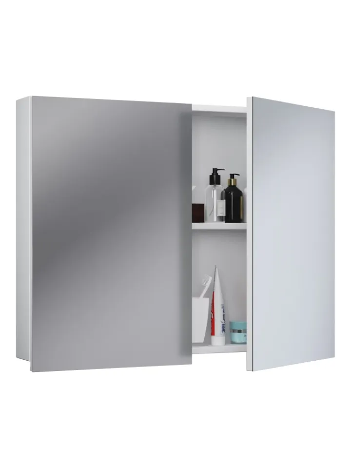 VCM Badezimmermöbel<Holz Badmöbel Spiegelschrank Spiegel Badinos 80 cm in Weiß