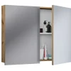 VCM Badmöbel|Badezimmermöbel<Holz Badmöbel Spiegelschrank Spiegel Badinos 80 cm in Honig-Eiche