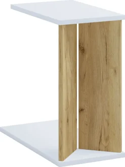 VCM Tische<Holz Beistelltisch Couchtisch Sofatisch Nachto M in Weiß / Honig-Eiche