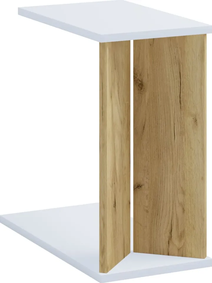 VCM Tische<Holz Beistelltisch Couchtisch Sofatisch Nachto M in Weiß / Honig-Eiche
