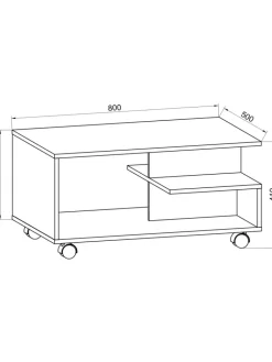 VCM Tische<Holz Sofatisch Couchtisch Rollen rollbar Stango in Weiß