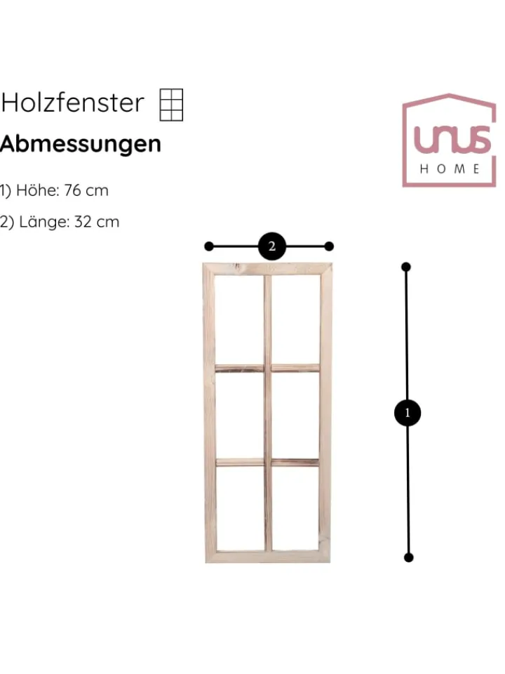 UNUS Gartendekoration<Holzfenster Dekoration Altholz in Grau