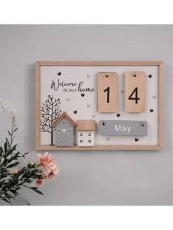 UNUS Wanddekoration<Holzkalender Tageszähler in Natur