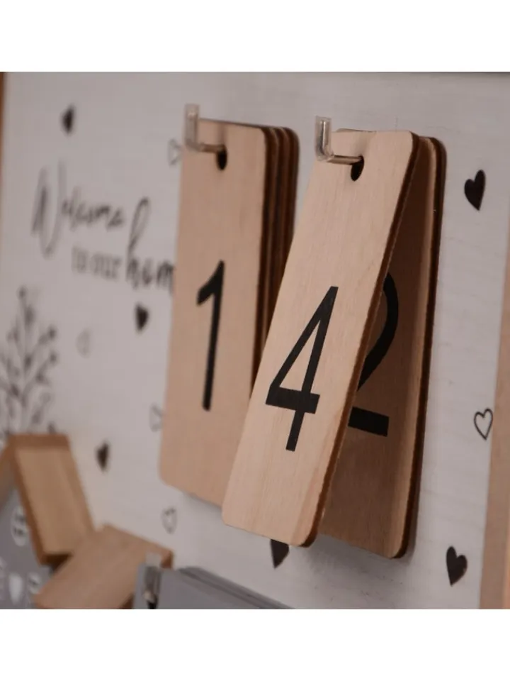 UNUS Wanddekoration<Holzkalender Tageszähler in Natur