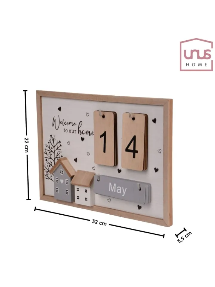 UNUS Wanddekoration<Holzkalender Tageszähler in Natur