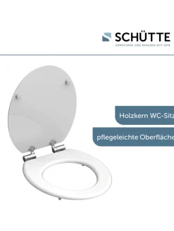 Franz Joseph Schütte Badaccessoires<Holzkern WC-Sitz WHITE, mit Absenkautomatik