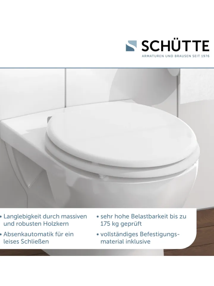 Franz Joseph Schütte Badaccessoires<Holzkern WC-Sitz WHITE, mit Absenkautomatik