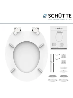 Franz Joseph Schütte Badaccessoires<Holzkern WC-Sitz WHITE, mit Absenkautomatik