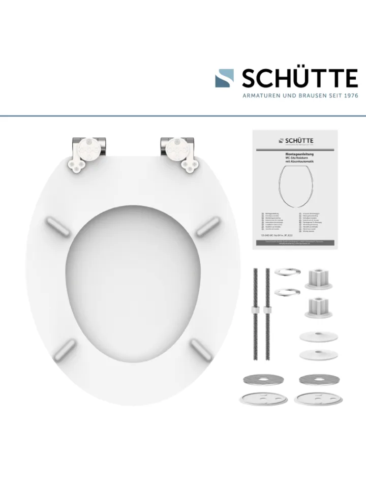Franz Joseph Schütte Badaccessoires<Holzkern WC-Sitz WHITE, mit Absenkautomatik