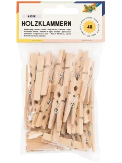 folia PAPER Kreativbedarf & Do-It-Yourself<Holzklammern in Natur - 48 Stück
