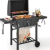 COSTWAY Grillen<Holzkohlegrill mit Deckel XXL in Schwarz