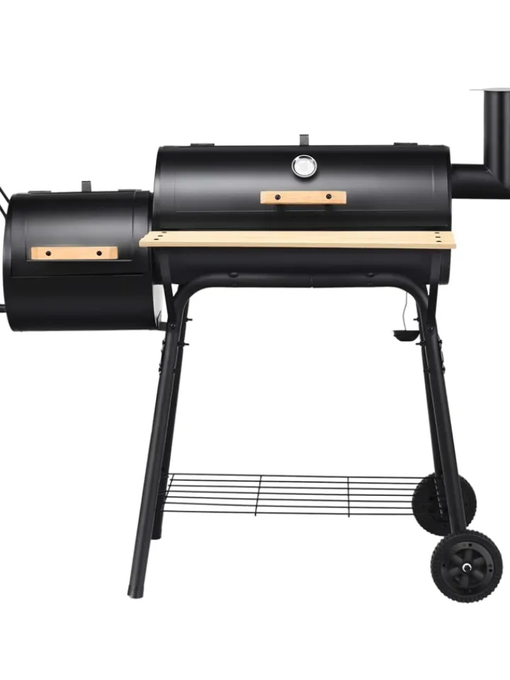 COSTWAY Grillen<Holzkohlegrill Räucher-/Grillfunktion 2 in 1 in Schwarz